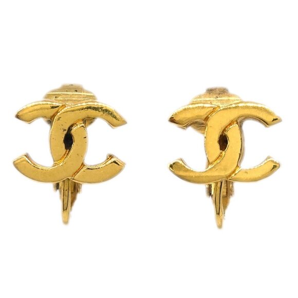 Chanel CC Earrings Clip-On Gold 233 114913 - Picture 1 of 4
